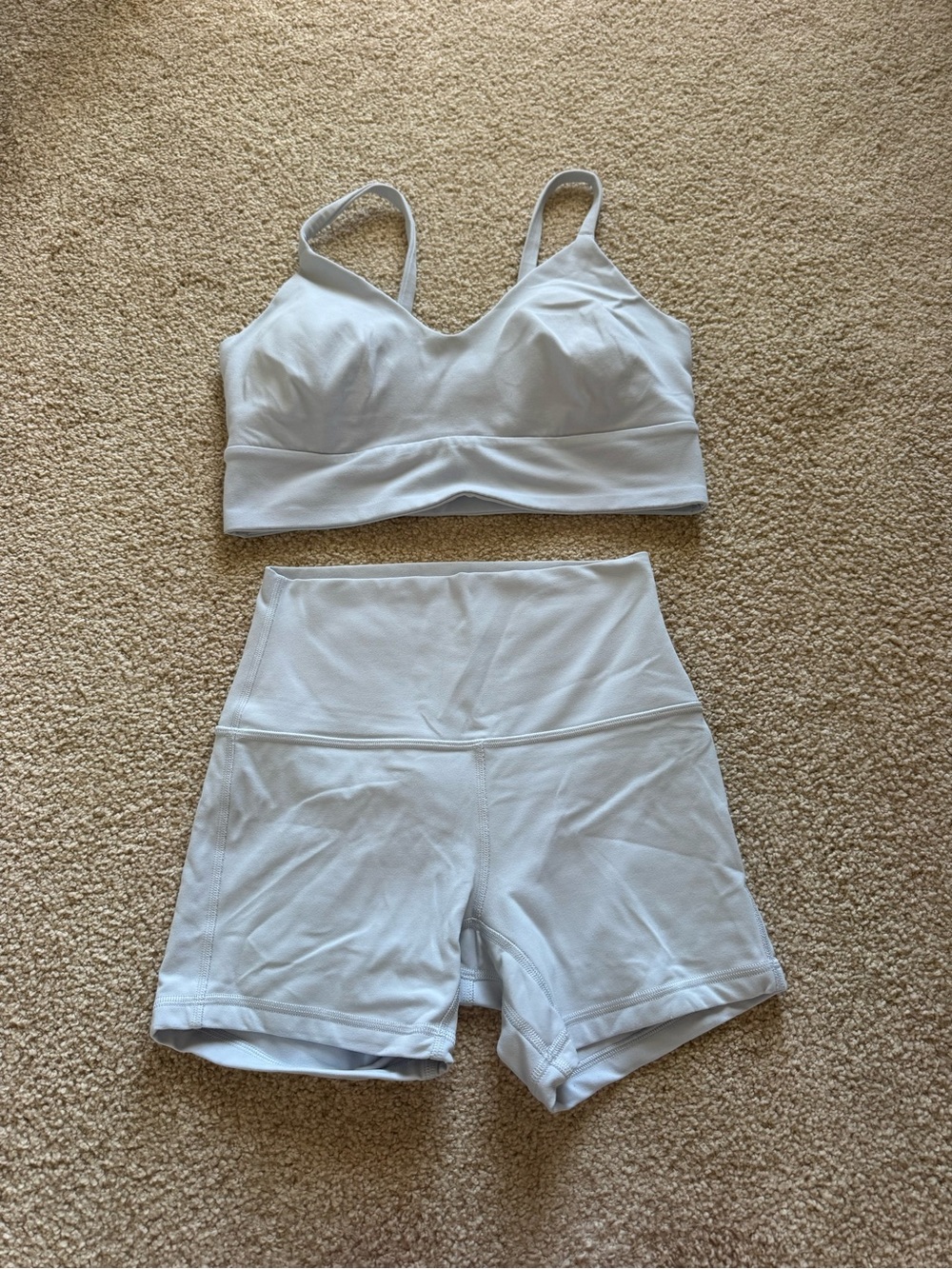 lululemon athletica pale blue Sports bra and High-Waist Shorts Set